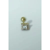 Altın Renk Taş Detaylı Çelik Tragus/Kıkırdak Küpe/Piercing (Tek)