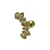 Altın Renk Taş Detaylı Çelik Tragus/Kıkırdak Küpe/Piercing (Tek)