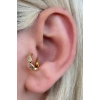 Altın Renk Taş Detaylı Halka Çelik Tragus/Kıkırdak Küpe/Piercing (Tek)