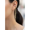 Altın Renk Taş Detaylı Sallantılı Ear Cuff (Tek)
