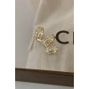 Altın Renk Taş Detaylı Üçlü Görünümlü Ear Cuff (Tek)