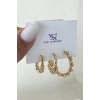 Altın Renk Taş Detaylı VİP 3lü YSX Halka Küpe Set