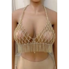 Altın Renk Taşlı Bikini Üstü /Bralet /Vücut Aksesuarı