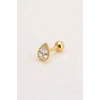 Altın Renk Taşlı Büyük Boy Cerrahi Çelik Tragus/Kıkırdak Küpe/Piercing (Tek)
