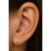 Altın  Renk Taşlı Cerrahi Çelik Tragus/Kıkırdak Küpe/Piercing (Tek)