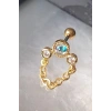 Altın Renk Taşlı Cerrahi Çelik Tragus/Kıkırdak Küpe/Piercing (Tek)
