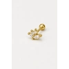 Altın Renk Taşlı Cerrahi Çelik Tragus/Kıkırdak Küpe/Piercing (Tek)