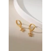 Altın Renk Taşlı Yıldız Figürlü Halka Tx Küpe (Çift)