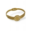 Altın Renk Tuğra Figürlü Çelik Kelepçe Bileklik