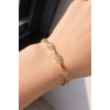Altın Renk Turuncu Mineli 14K Altın Kaplama Taşlı Bileklik