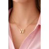 Altın Renk W Harf Çelik Kolye