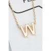 Altın Renk W Harf Çelik Kolye