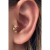 Altın Renk Yıldız Detaylı Çelik Tragus/Kıkırdak Küpe/Piercing (Tek)