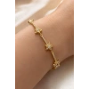 Altın  Renk Yıldız Figürlü  14K Altın Kaplama Taşlı Bileklik