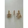 Altın Renk Yıldız Figürlü 3lü Ysx Küpe Set