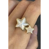 Altın Renk Yıldız Figürlü İnci Ve Taş Detaylı Ayarlanabilir Yüzük
