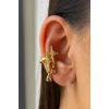 Altın Renk Yıldız Figürlü Taş Detaylı 14K Altın Kaplama TX Ear Cuff (Tek)