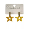Altın Renk Yıldız Figürlü Taş Detaylı Çelik Küpe (Çift)
