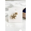 Altın Renk Yıldız Figürlü Taşlı Broş