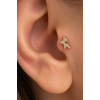 Altın Renk Yıldız Figürlü Taşlı Cerrahi Çelik Tragus/Kıkırdak Küpe/Piercing (Tek)