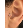 Altın Renk Yıldız Figürlü Taşlı Cerrahi Çelik Tragus/Kıkırdak Küpe/Piercing (Tek)