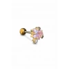 Altın Renk Yıldız Figürlü Taşlı Cerrahi Çelik Tragus/Kıkırdak Küpe/Piercing (Tek)