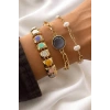 Altın  Renk  Zincir Detaylı 3lü Bileklik Set