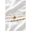 Altın  Renk  Zincir Detaylı 3lü Bileklik Set