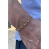 Altın Renk Zincir Detaylı Çelik Bileklik (Unisex)