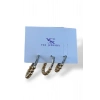 Altın Ve Gümüş Renk Taş Detaylı 3lü YSX Küpe Set