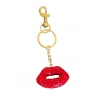Altın Ve Kırmızı Renk Dudak Figürlü Taş Detaylı Çanta Charm/ Anahtarlık