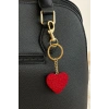 Altın Ve Kırmızı Renk Kalp Figürlü Taş Detaylı Çanta Charm/ Anahtarlık