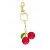 Altın Ve Kırmızı Renk Kiraz Figürlü Taş Detaylı Çanta Charm/ Anahtarlık