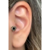 Altın Ve Siyah Renk Kalp Figürlü Taş Detaylı Çelik Tragus/Kıkırdak Küpe/Piercing (Tek)