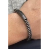Antrasit Renk Zincir Detaylı Çelik Erkek Bileklik
