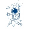Astronot Figürlü 12 Saat Sonra Kararan Geçici Dövme Tattoo