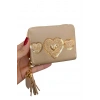 Bej Renk Kalp Detaylı Deri Kadın Cüzdan