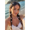 Beyaz Renk 8li Çiçek Figürlü Saç Küpesi