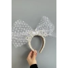 Beyaz Renk Bride Yazılı İnci Detaylı Tüllü Gelin Taç