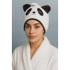Beyaz Renk Panda Figürlü Saç Havlusu/ Bonesi Lastikli