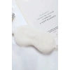 Beyaz Renk Sim Detaylı Peluş Uyku Bandı