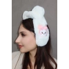 Beyaz Renk Tavşan Figürlü Peluş Çocuk Kulaklık