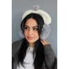 Beyaz Ve Gri Renk Ayıcık Figürlü Peluş Kulaklık