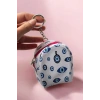 Beyaz Ve Mavi Renk Nazar Boncuğu Figürlü Anahtarlık Cüzdan