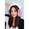 Beyaz Ve Mor Renk Ayıcık Figürlü Peluş Kulaklık