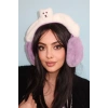 Beyaz Ve Mor Renk Ayıcık Figürlü Peluş Kulaklık