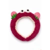 Bordo Renk Çilek Ve Göz  Figürlü Peluş Saç Bandı