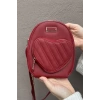 Bordo Renk Kalp Detaylı Deri Kadın Çanta