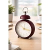 Bordo Renk Mini Dekoratif Işıklı Alarmlı Yuvarlak Masa Saati