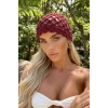 Bordo Renk Simli File Örgü Saç Bandana